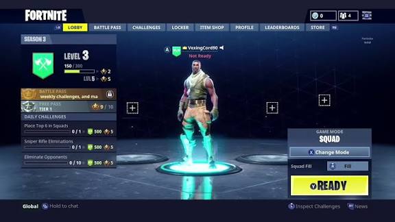 Chapter 1 Season 3 lobby and Battle Pass screenshot